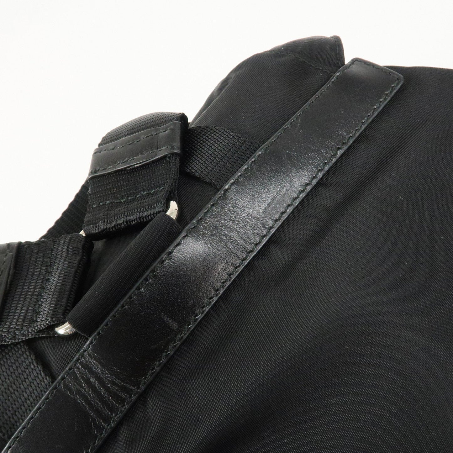 PRADA Logo Nylon Leather Back Pack Ruck Sack NERO Black BZ2811  d