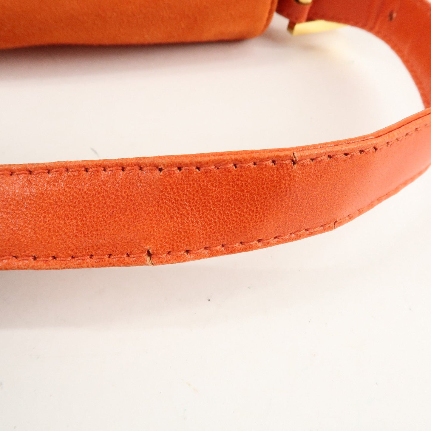 FENDI Mamma Baguette Suede Leather Shoulder Bag Orange 26325  d