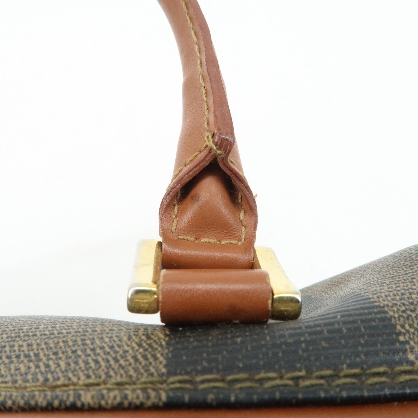 FENDI Pequin PVC Leather Hand Bag Brown Black 259021  d