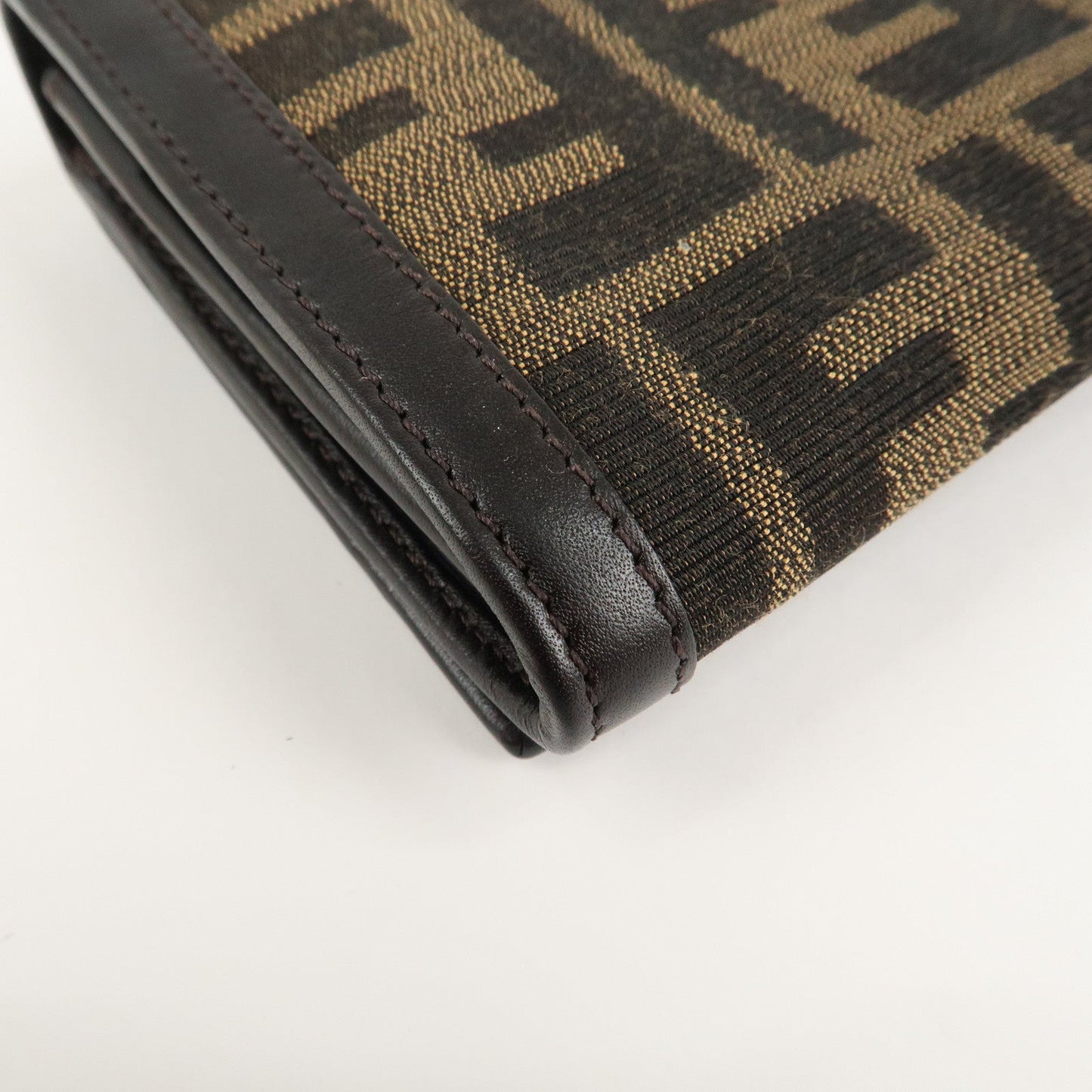 FENDI Zucca Canvas Leather Long Wallet Brown 8M0000  d