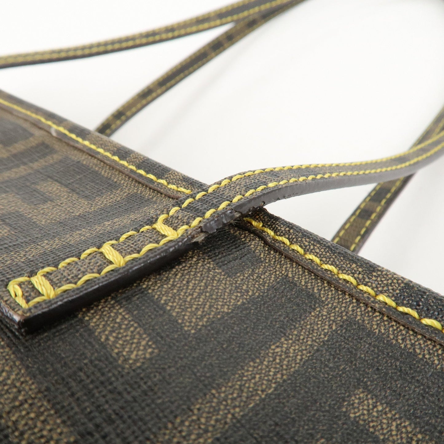 FENDI Zucca Logo Print PVC Tote Bag Brown Black 8BH198  d