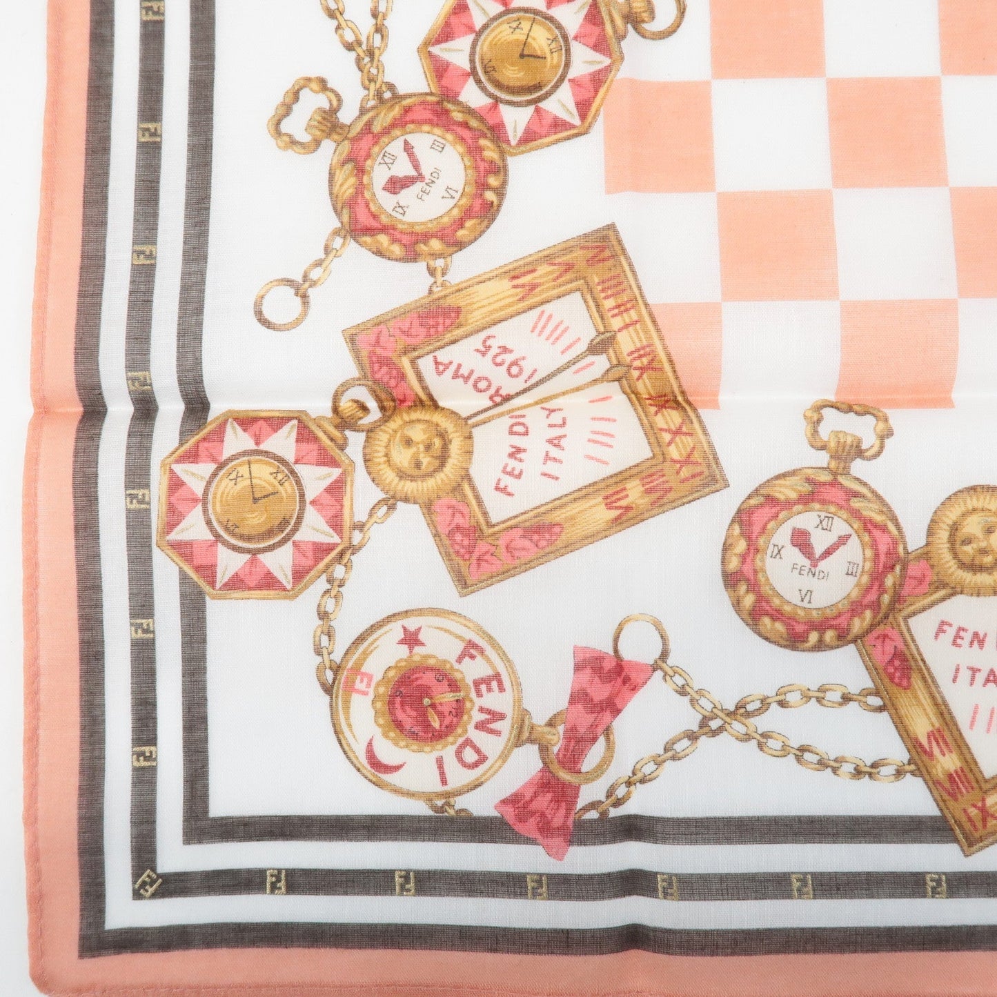FENDI Set of 5 Cotton 100% Handkerchief Pink Navy Red White  d