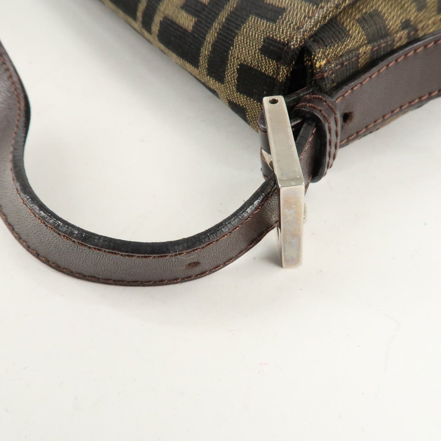 FENDI Zucca Mamma Buguette Canvas Shoulder Bag Brown Black 26424  d