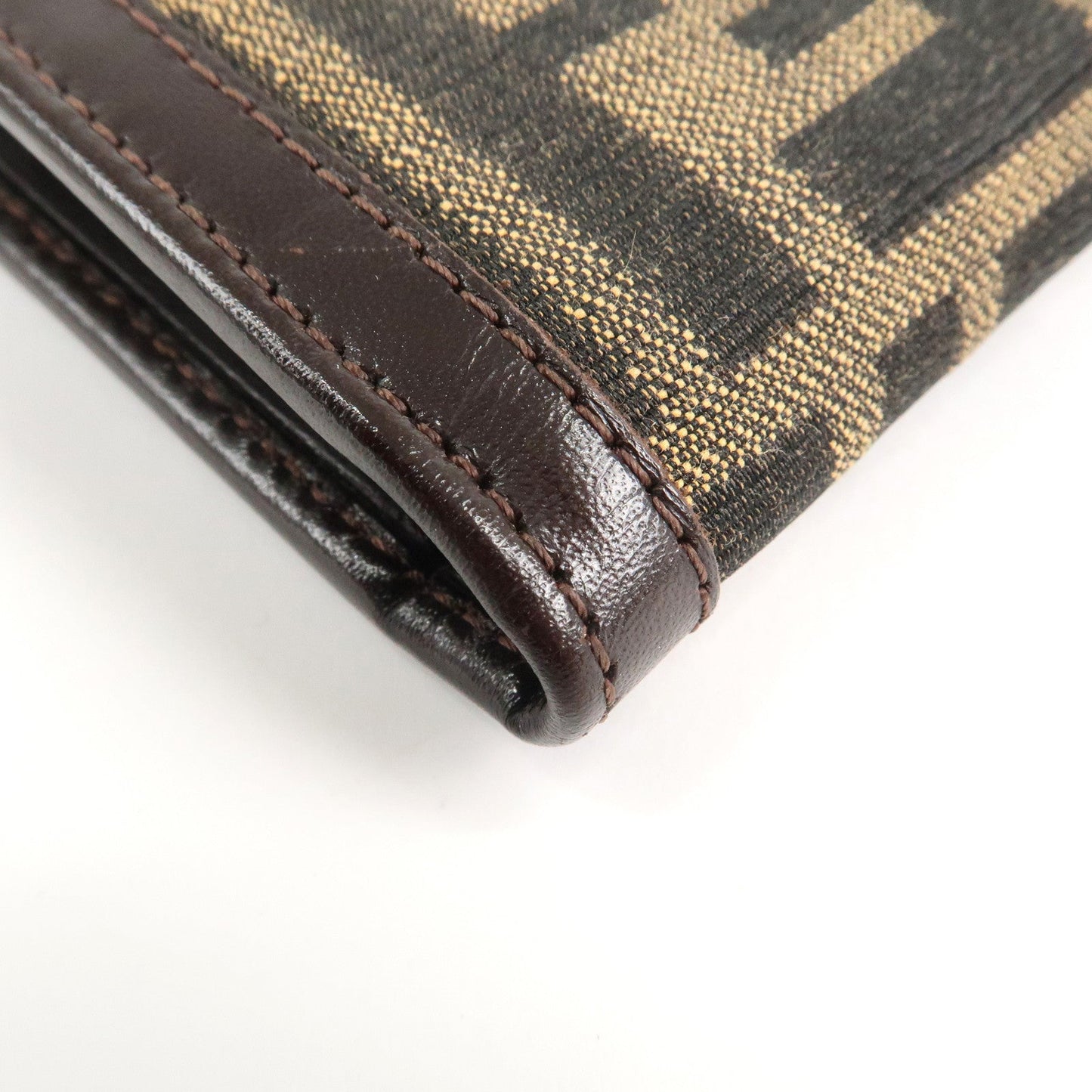 FENDI Zucca Canvas Leather Bifold Wallet Brown Black 1692  d