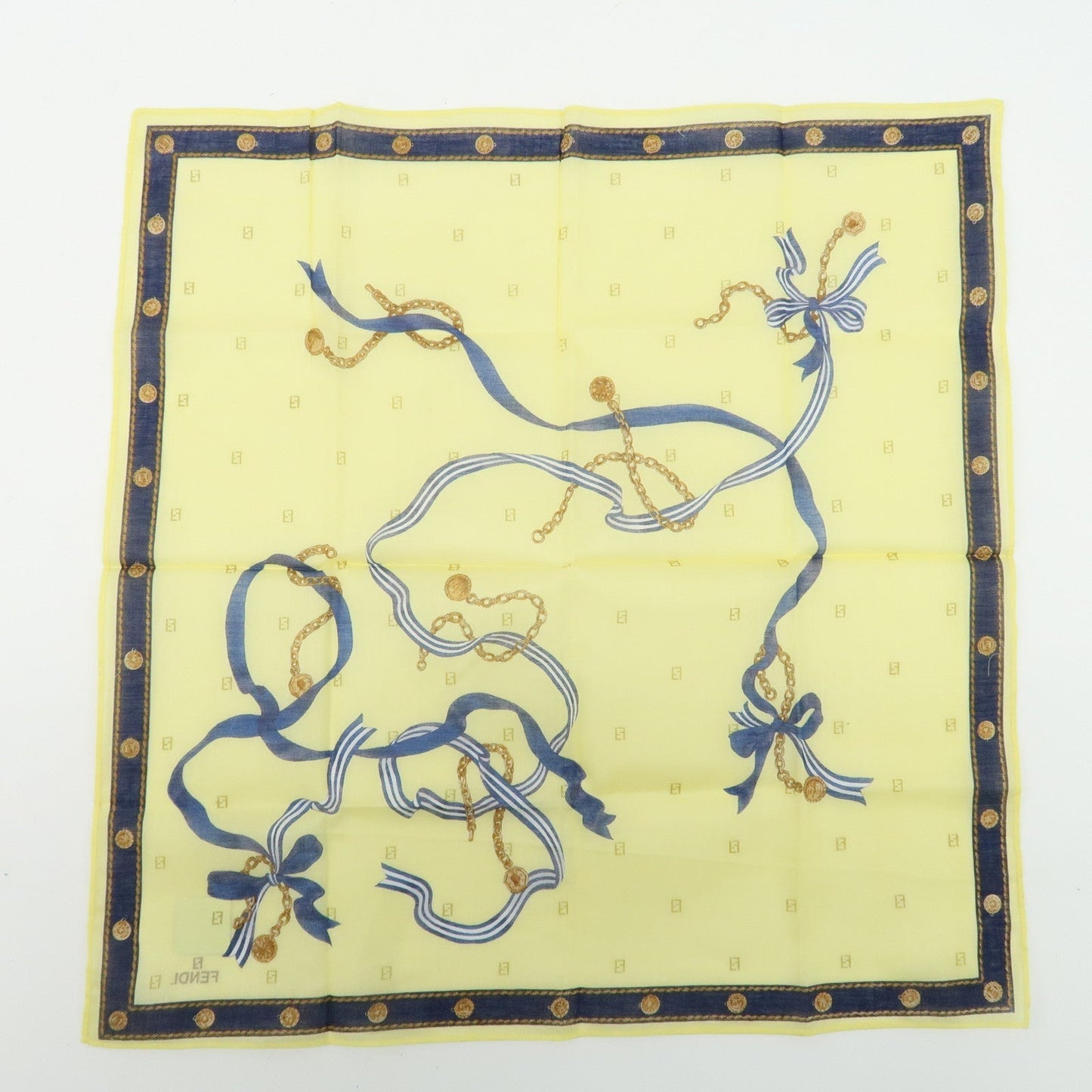 FENDI Set of 5 Cotton 100% Handkerchief Brown Beige Yellow White  d