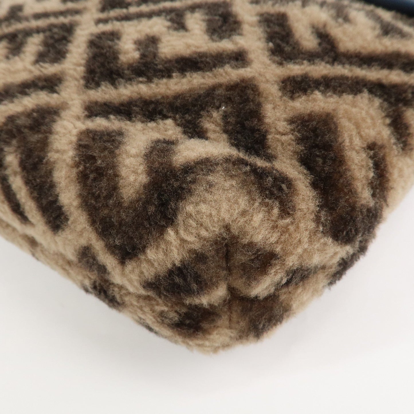FENDI Zucca Wool Leather Clutch Bag Brown Black 7N0093  d