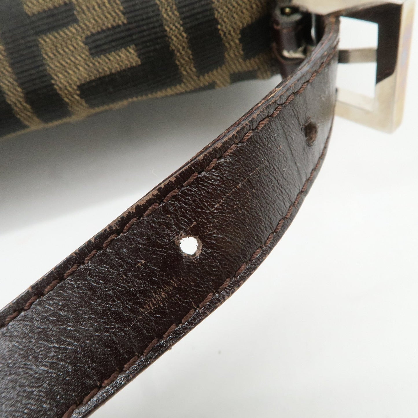FENDI Mamma Baguette Zucca Canvas Leather Shoulder Bag 26424  d