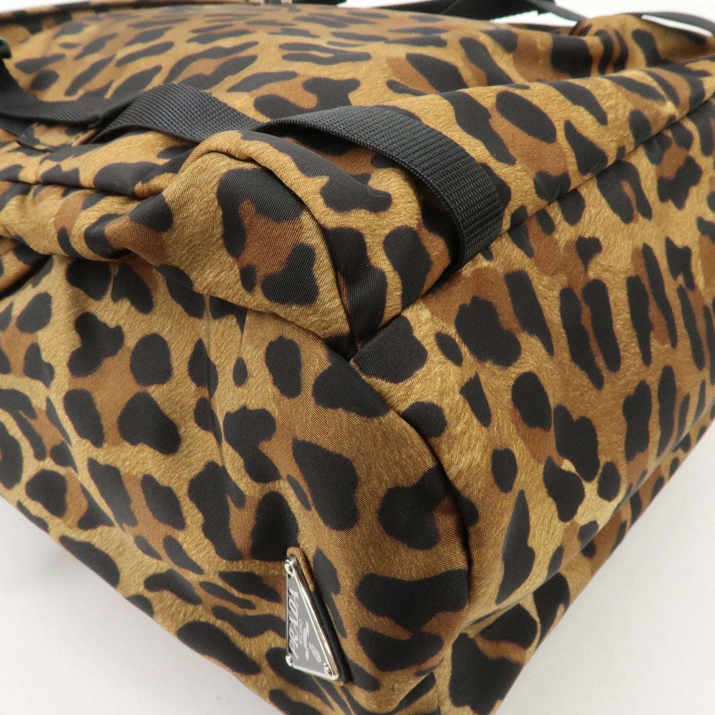 PRADA Nylon Leopard Print Back Pack Brown Black 2VZ062  d