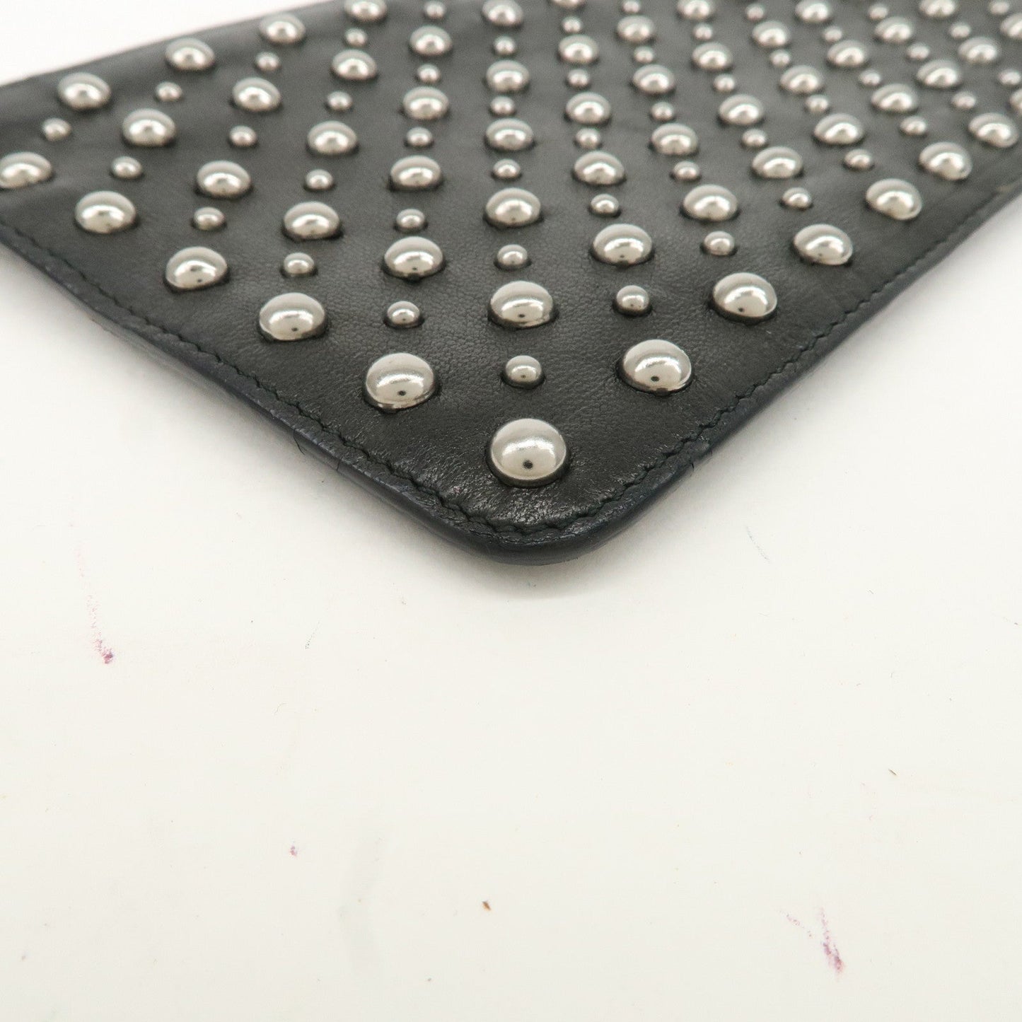 PRADA Leather Pouch Studs Black  d