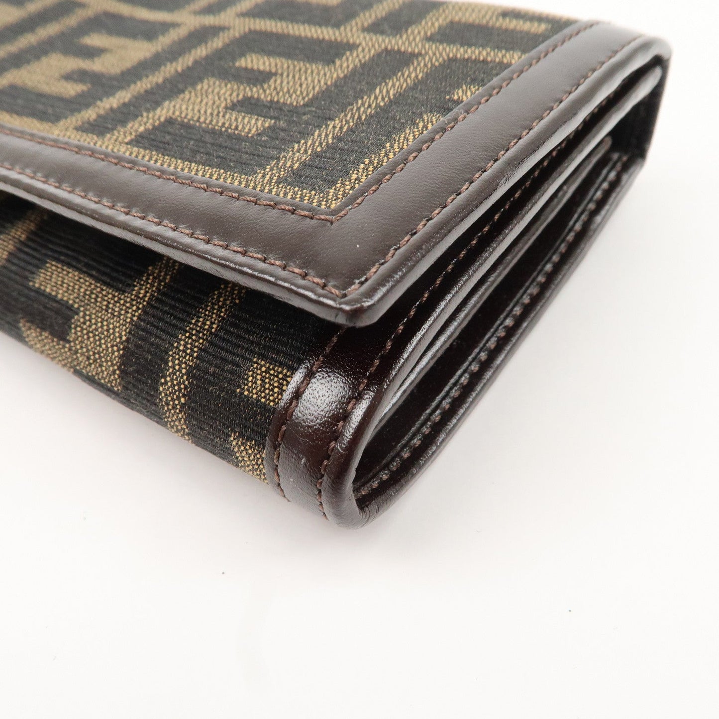 FENDI Zucca Print Canvas Leather Long Wallet Brown 30851  d