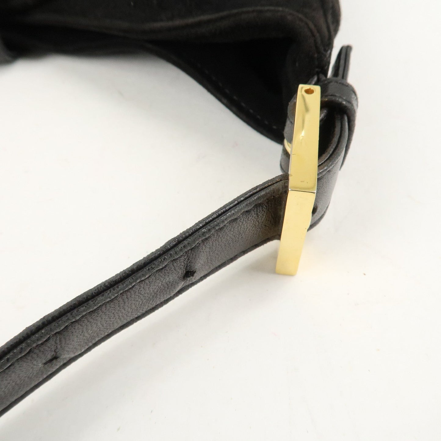FENDI Suede Leather Shoulder Bag Black 26569  d