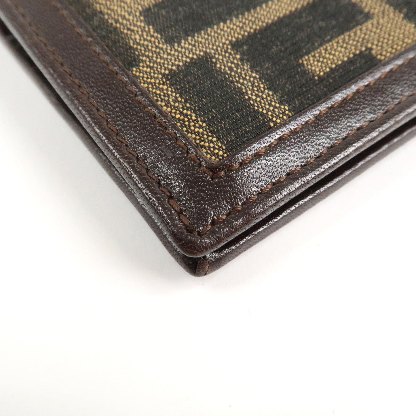 FENDI Zucca Canvas Leather Bifold Wallet Brown Black 31011  d
