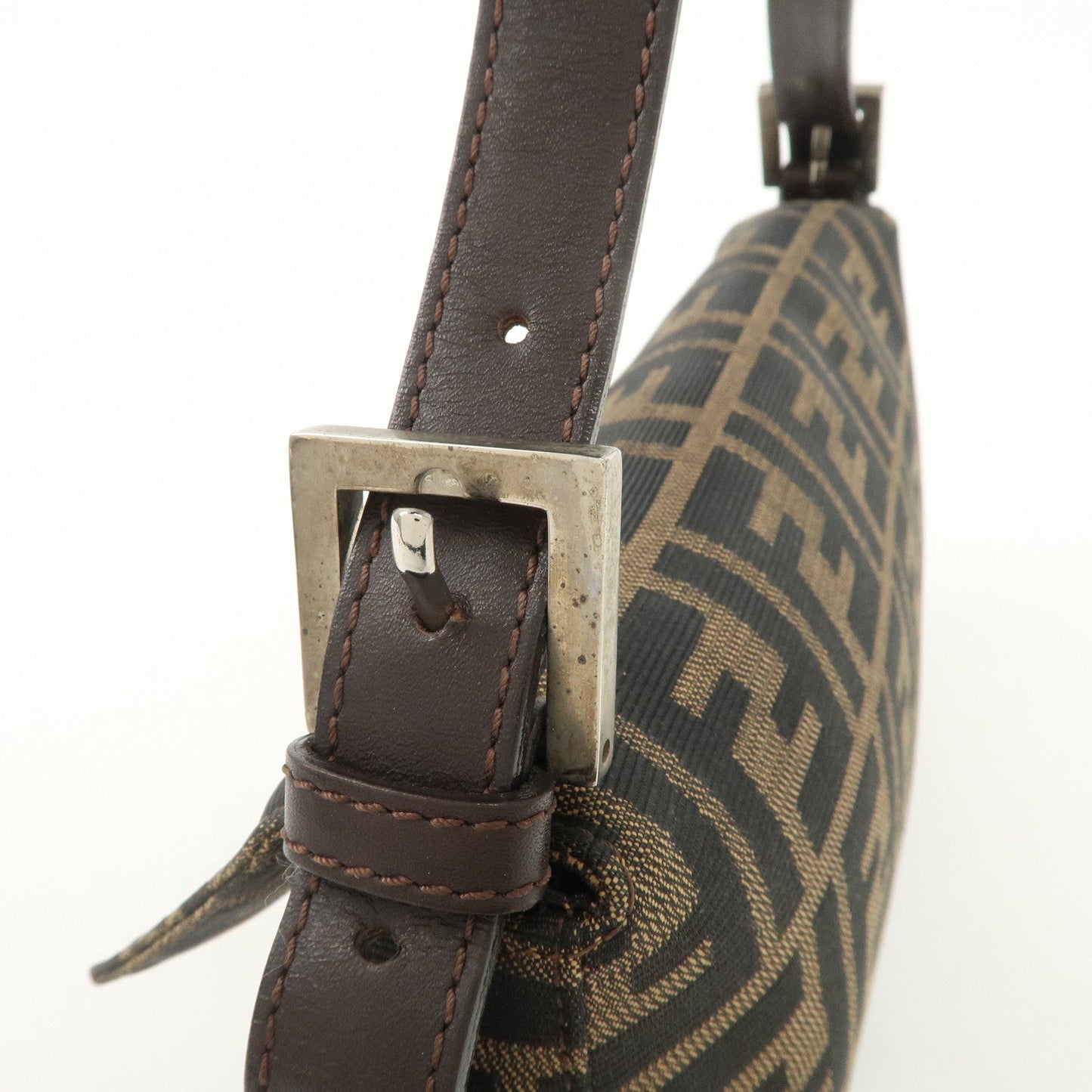 FENDI Zucca Mamma Baguette Canvas Shoulder Bag Brown Black 26424  d