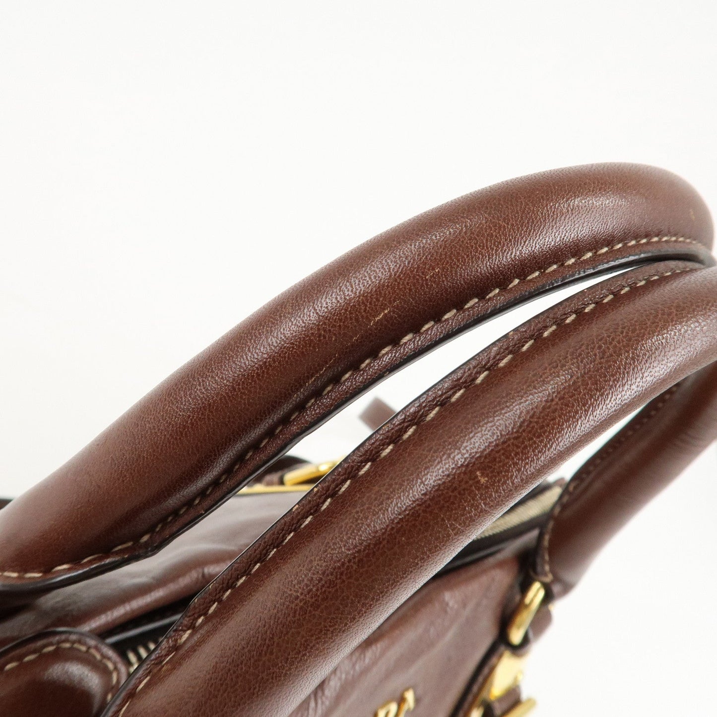PRADA Leather 2Way Bag Shoulder Bag Hand Bag Brown BN1904  d