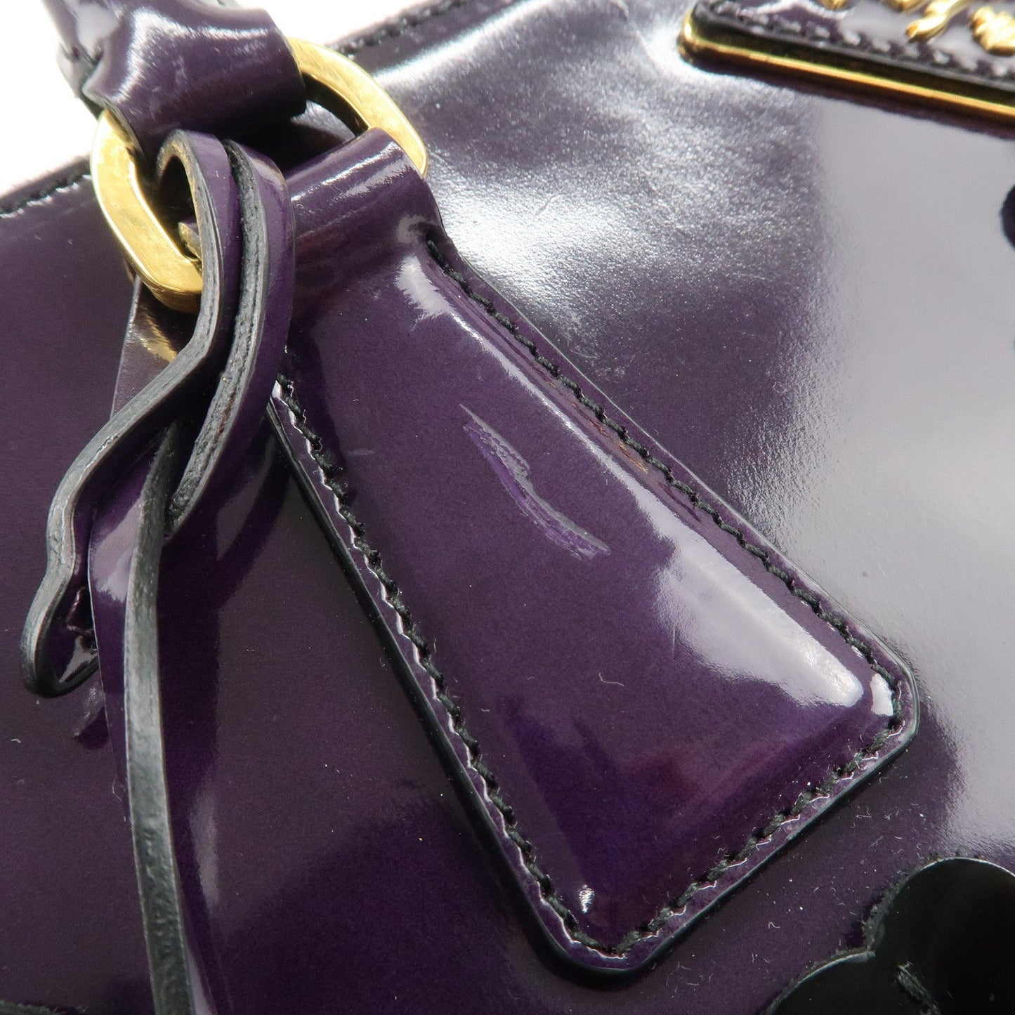 PRADA Patent Leather 2Way Shoulder Bag Flower Motif B2274F  d