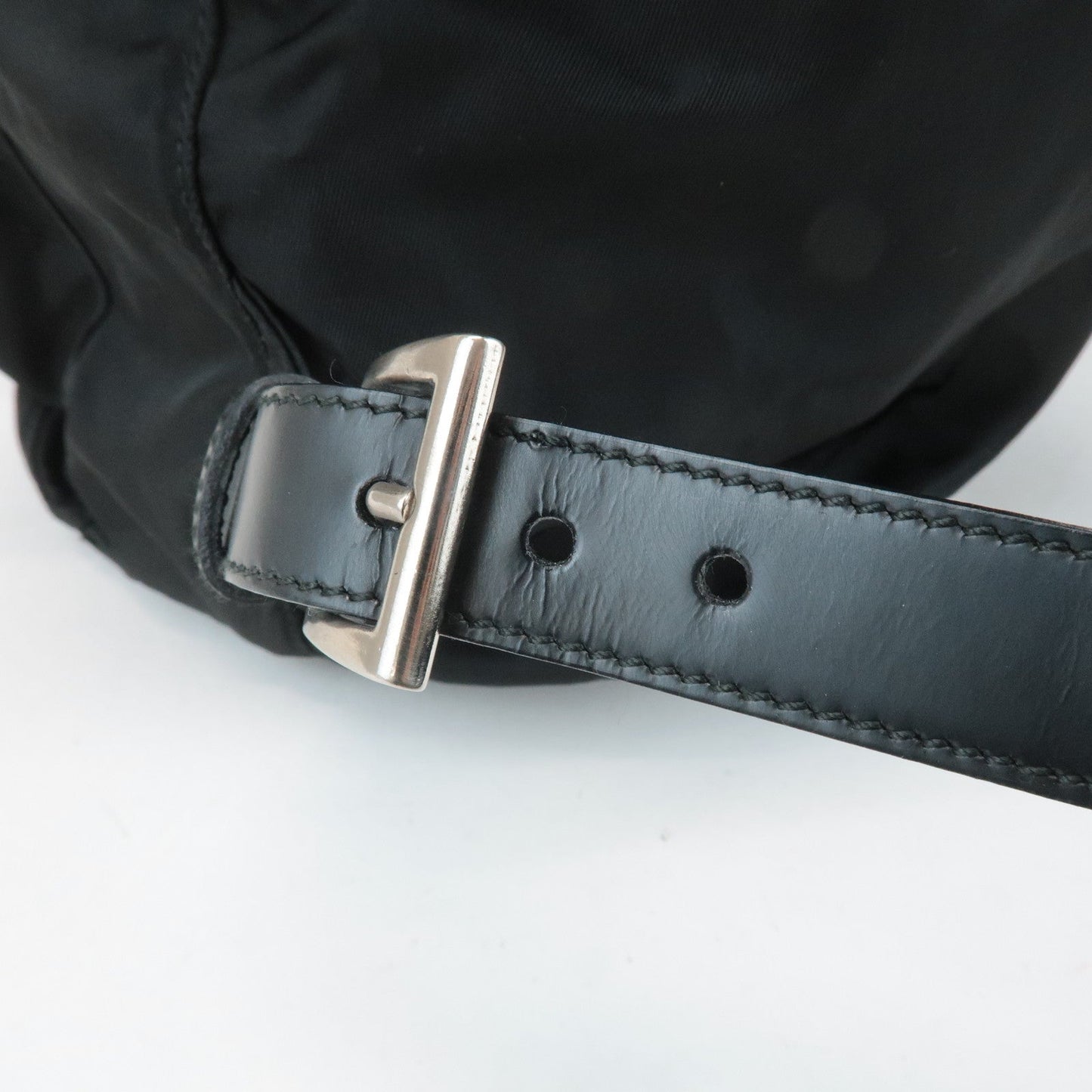 PRADA Triangle Logo Nylon Leather Back Pack Ruck Sack Black B2811  d