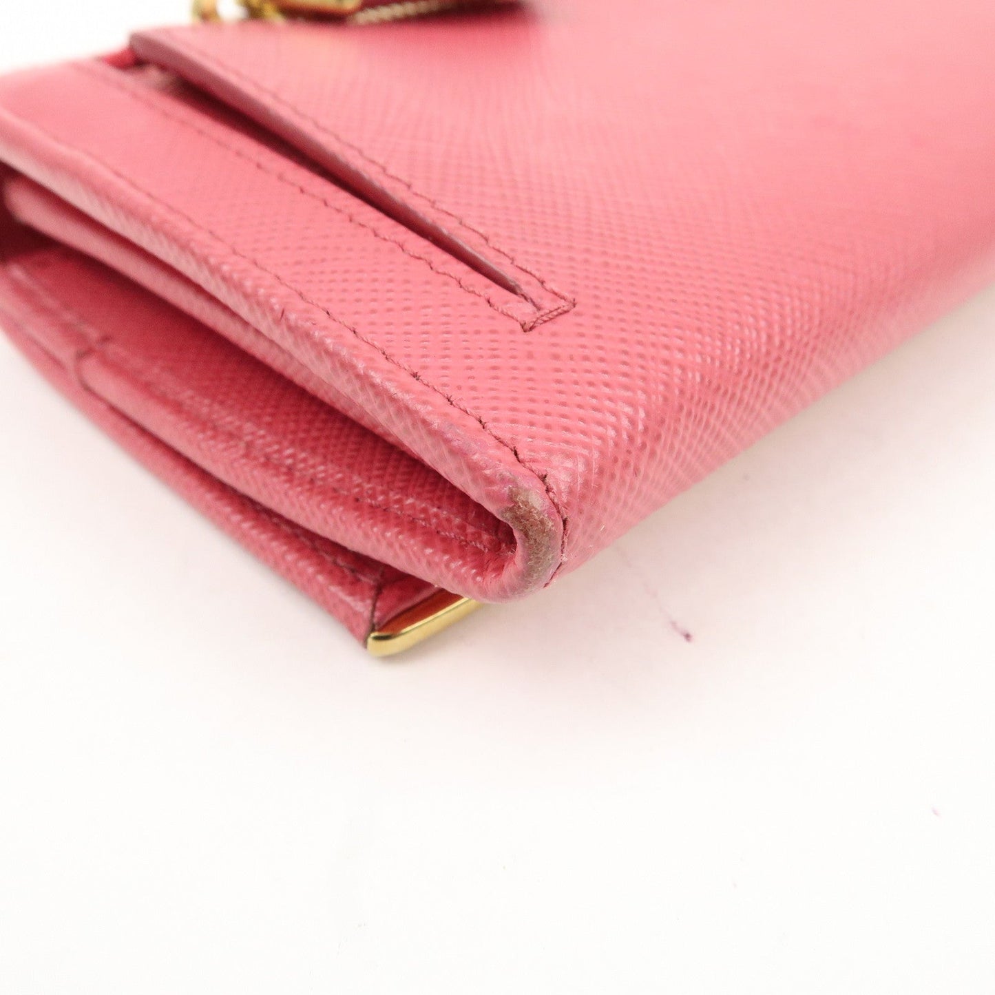 PRADA Saffiano Leather Bi Fold Long Wallet Pink 1MH132  d