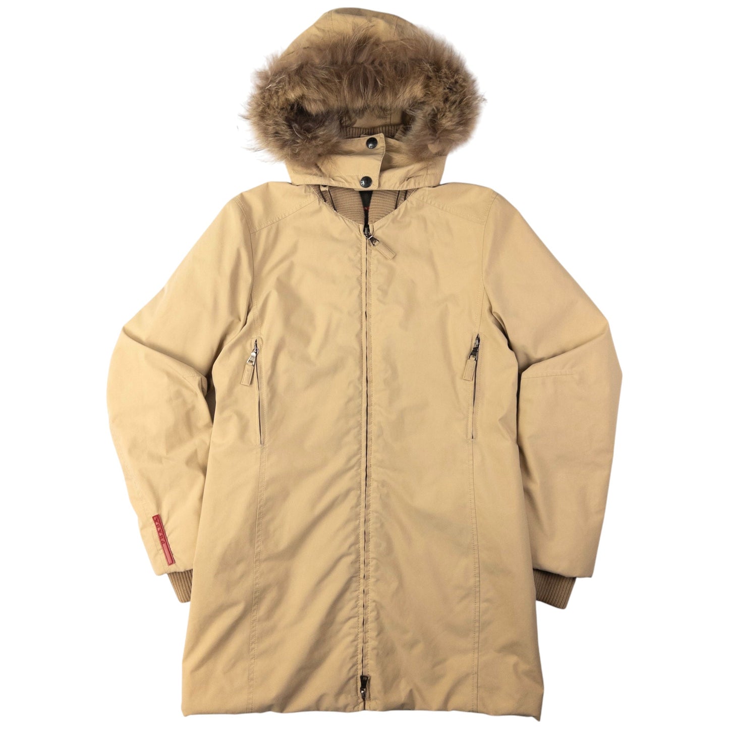 Prada Sport Fur Hood Rain Jacket Womens Size M