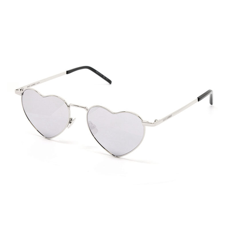 Saint Laurent Sunglasses Geometric Full Rim, Silver Frame and Silver Mirror Lens SL301LOULOU003