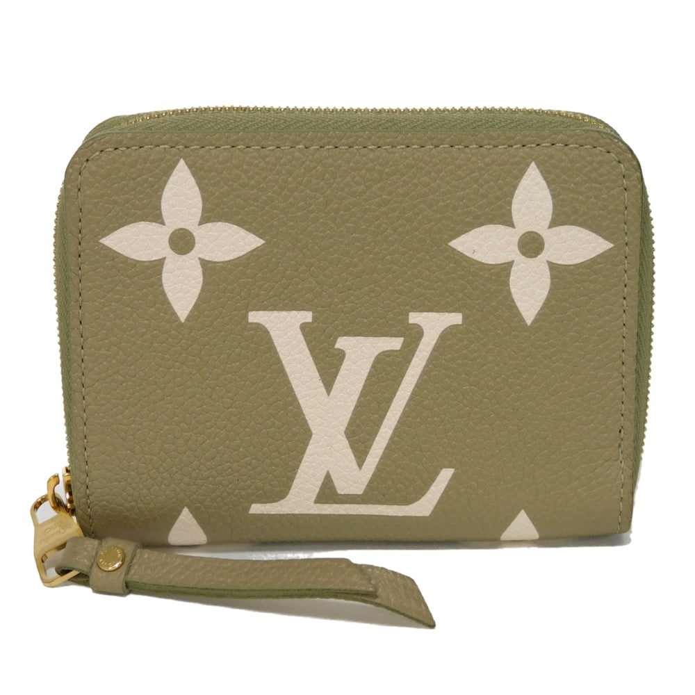LOUIS VUITTON Coin case M82448 Implant leather (monogram embossed) khaki x claim Monogram Unplant Zip around purse Women  d