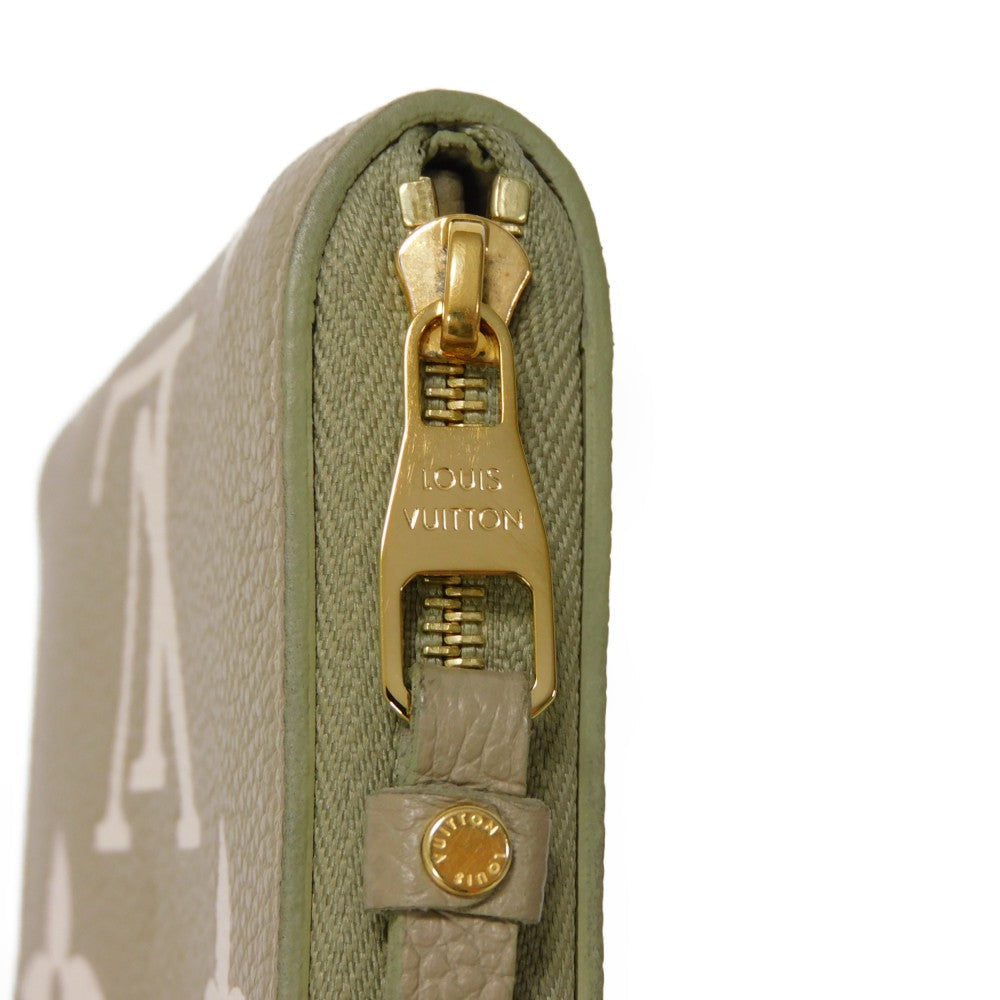LOUIS VUITTON Coin case M82448 Implant leather (monogram embossed) khaki x claim Monogram Unplant Zip around purse Women  d