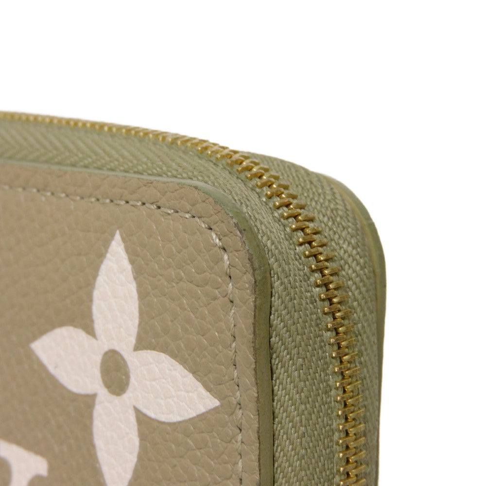 LOUIS VUITTON Coin case M82448 Implant leather (monogram embossed) khaki x claim Monogram Unplant Zip around purse Women  d