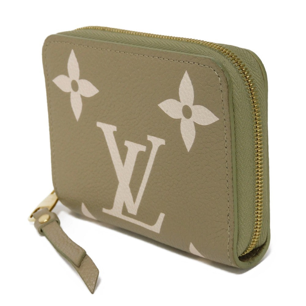 LOUIS VUITTON Coin case M82448 Implant leather (monogram embossed) khaki x claim Monogram Unplant Zip around purse Women  d