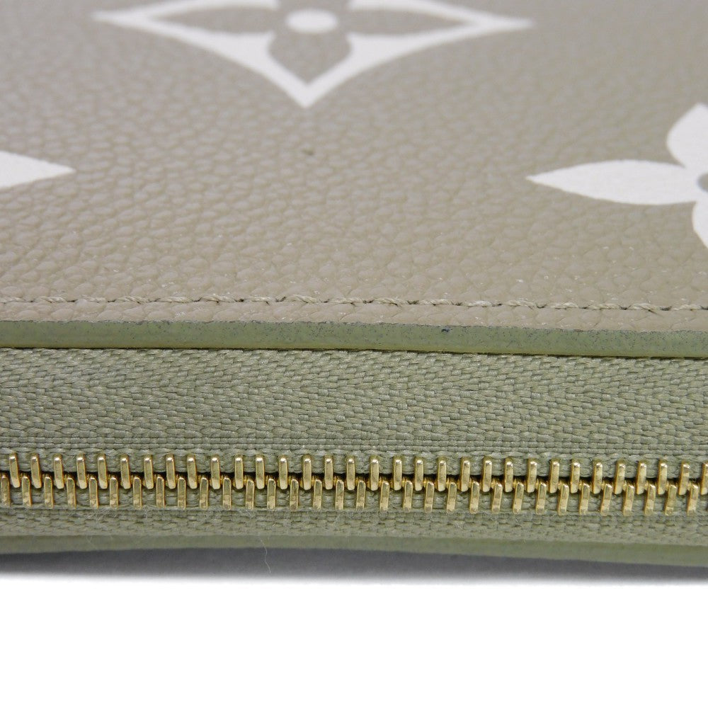 LOUIS VUITTON Coin case M82448 Implant leather (monogram embossed) khaki x claim Monogram Unplant Zip around purse Women  d