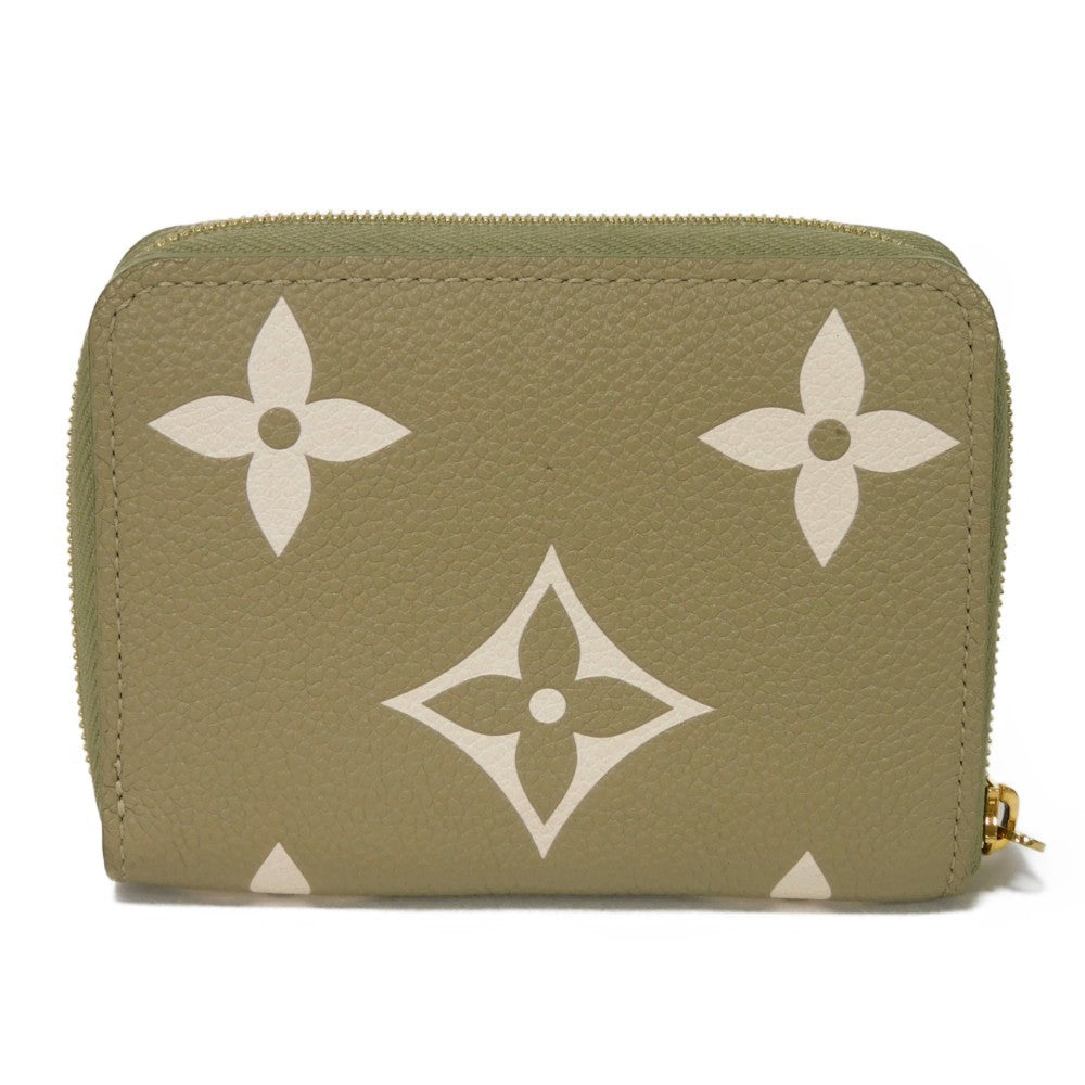 LOUIS VUITTON Coin case M82448 Implant leather (monogram embossed) khaki x claim Monogram Unplant Zip around purse Women  d