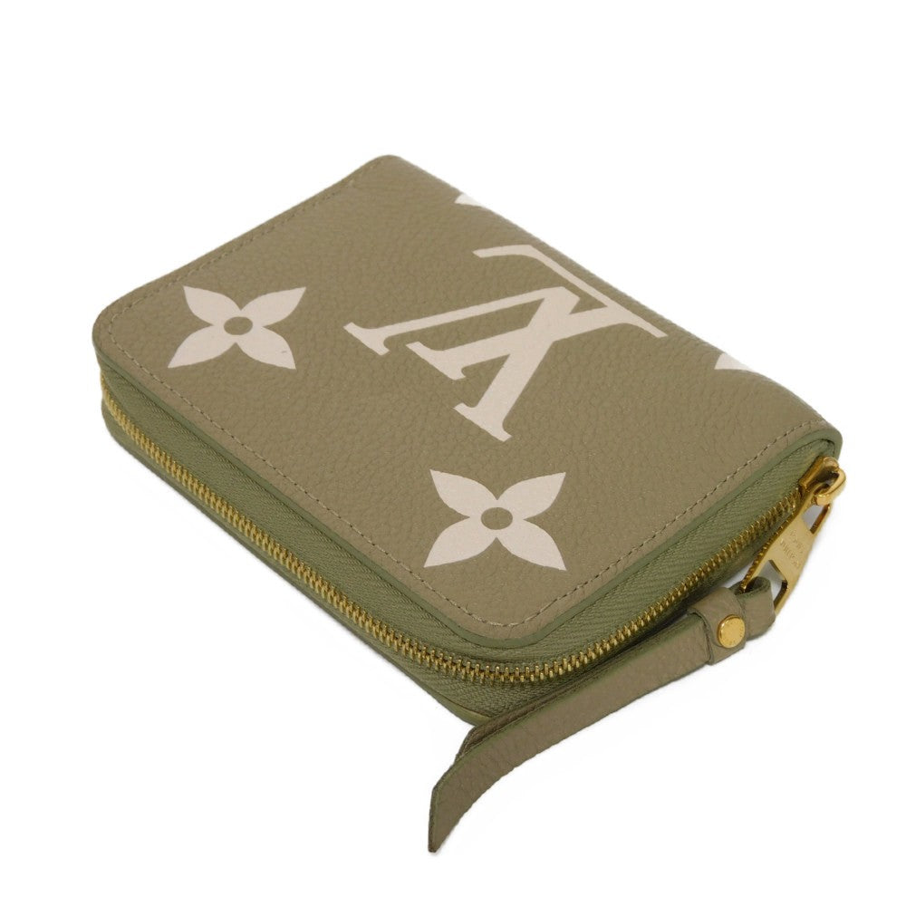 LOUIS VUITTON Coin case M82448 Implant leather (monogram embossed) khaki x claim Monogram Unplant Zip around purse Women  d
