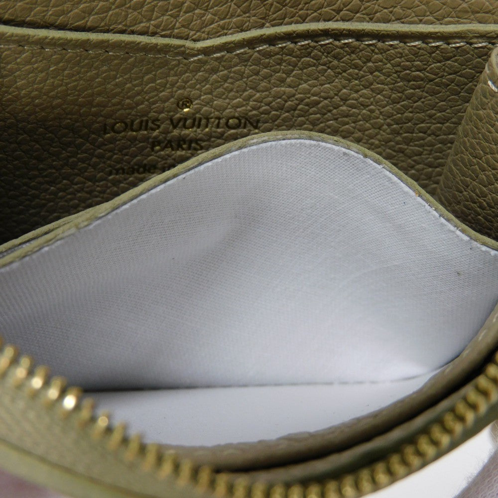 LOUIS VUITTON Coin case M82448 Implant leather (monogram embossed) khaki x claim Monogram Unplant Zip around purse Women  d