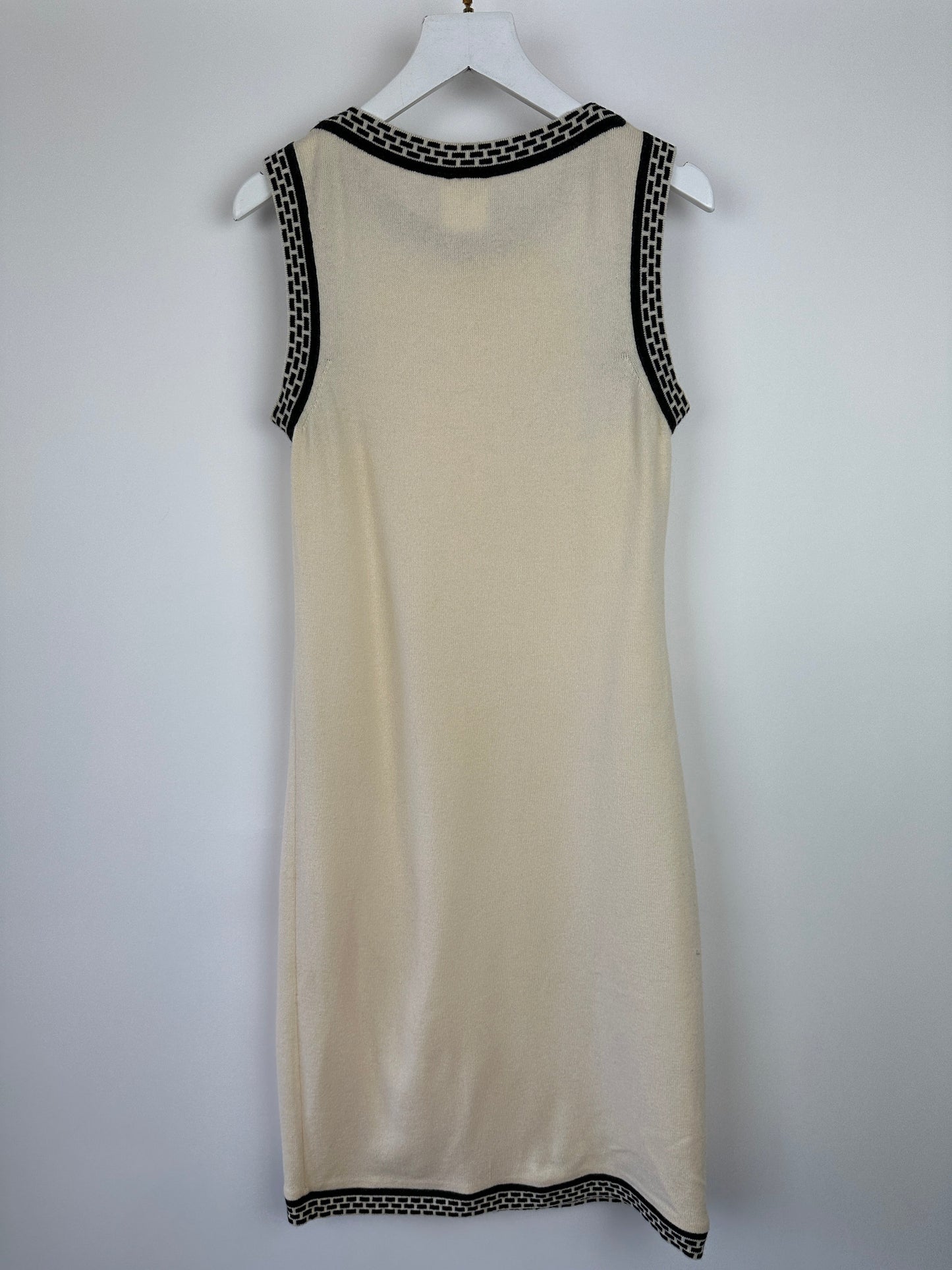 Chanel 04A Cashmere Midi Dress and Longline Cardigan Set With Grey Trim Detail FR 36 (UK 8)