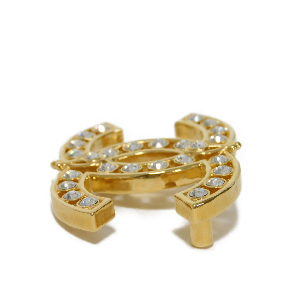 CHANEL Brooch Rhinestone x plating clear CC mark Crystal COCO Mark