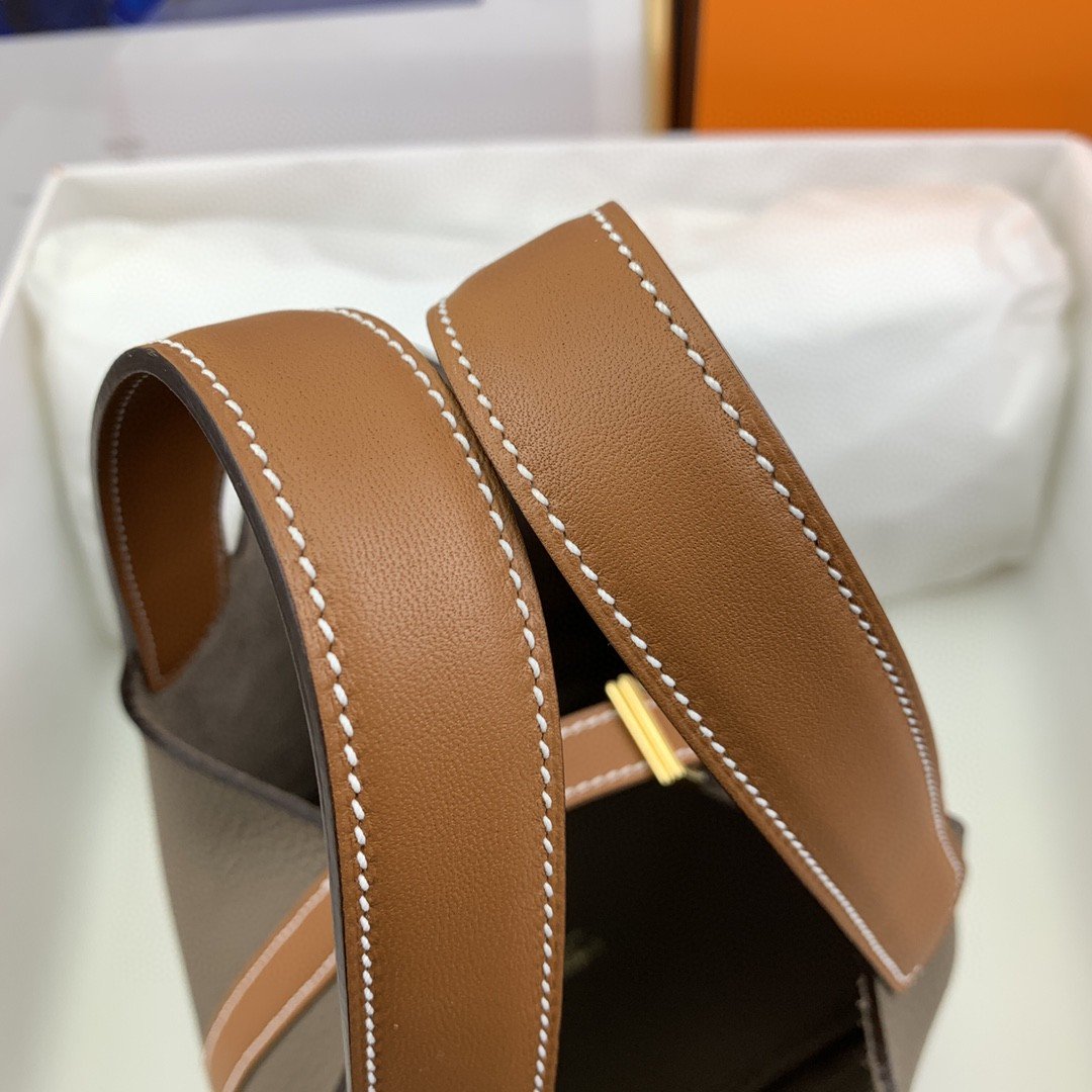 Top Quality Picotin Lock 18 Bag Etoupe/Brown With Gold-Toned Hardware For Women, Handbags 7.1in/18cm