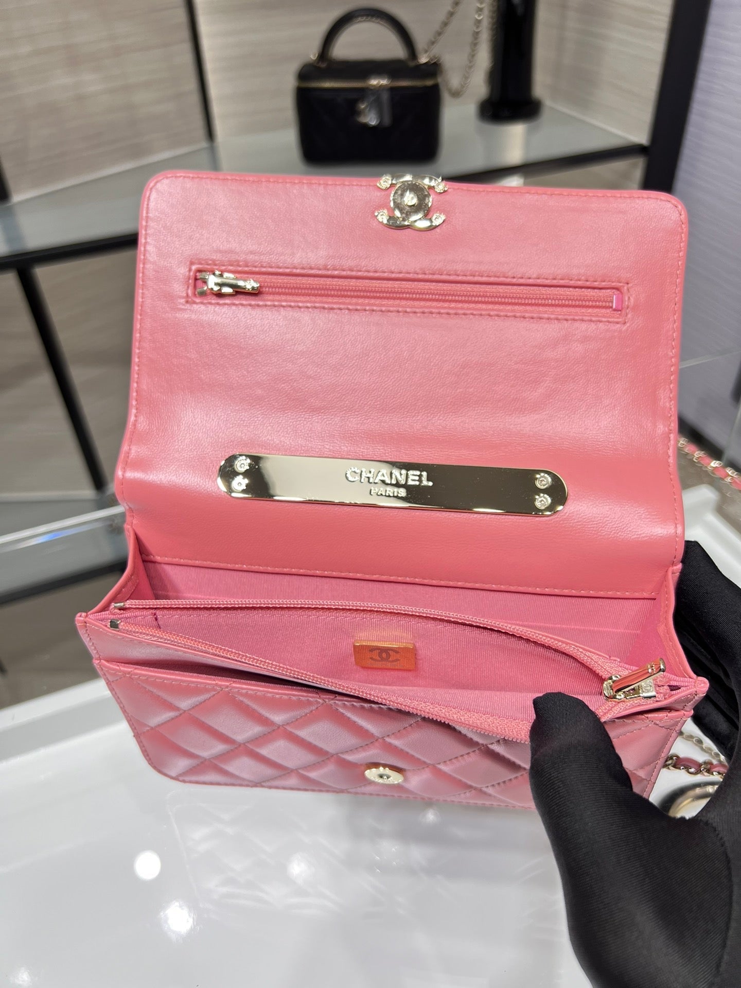 CHLWOC 19 Chain Wallet Bag Gold Hardware PiNike For Women Handbags, Shoulder Bags 7.5in/19cm