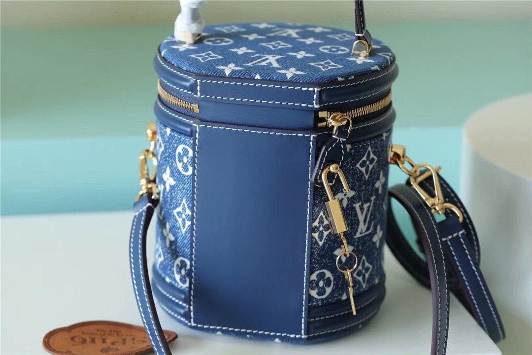 Top Quality Cannes Monogram Denim By Nicolas Ghesquiere For Women, Womens Bags, Shoulder And Crossbody Bags 6.7in/17cm Top Quality