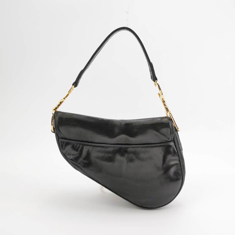 Dior Saddle   2000 Goatskin Leather Black with Gold Hardware