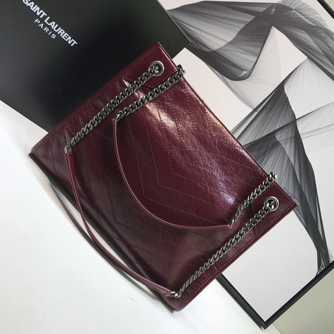 YSSL Niki Medium Shopping Bag Burgundy For Women 12in/32cm YSL 