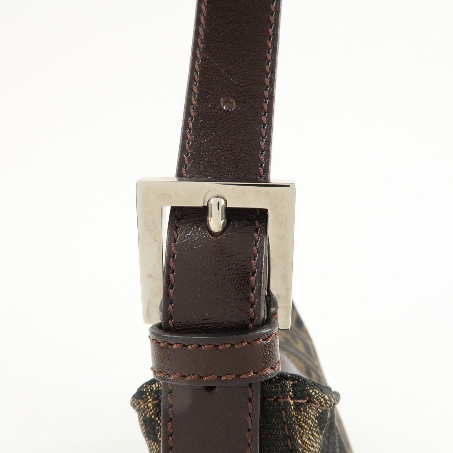 FENDI Zucca Canvas Leather Shoulder Bag Brown Black 26569  d
