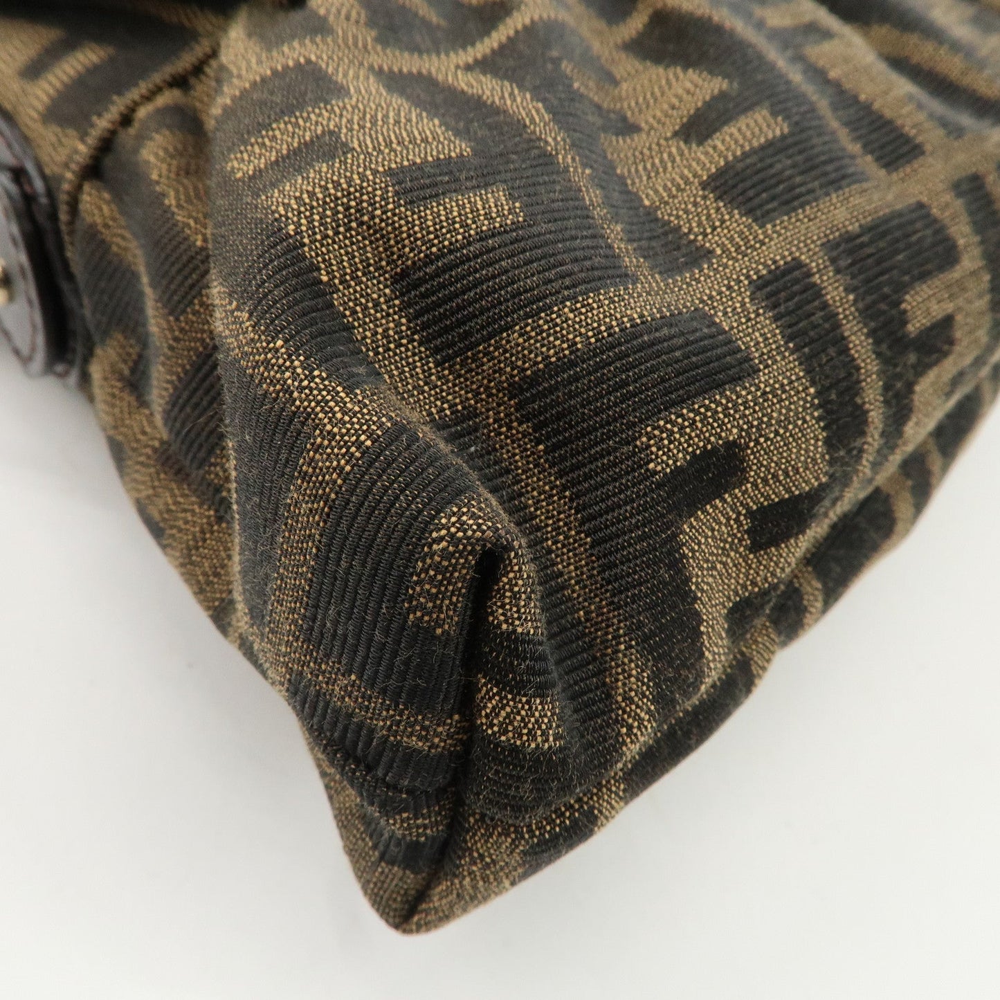 FENDI Zucca Canvas Leather Shoulder Bag Beige Brown 8BR445  d