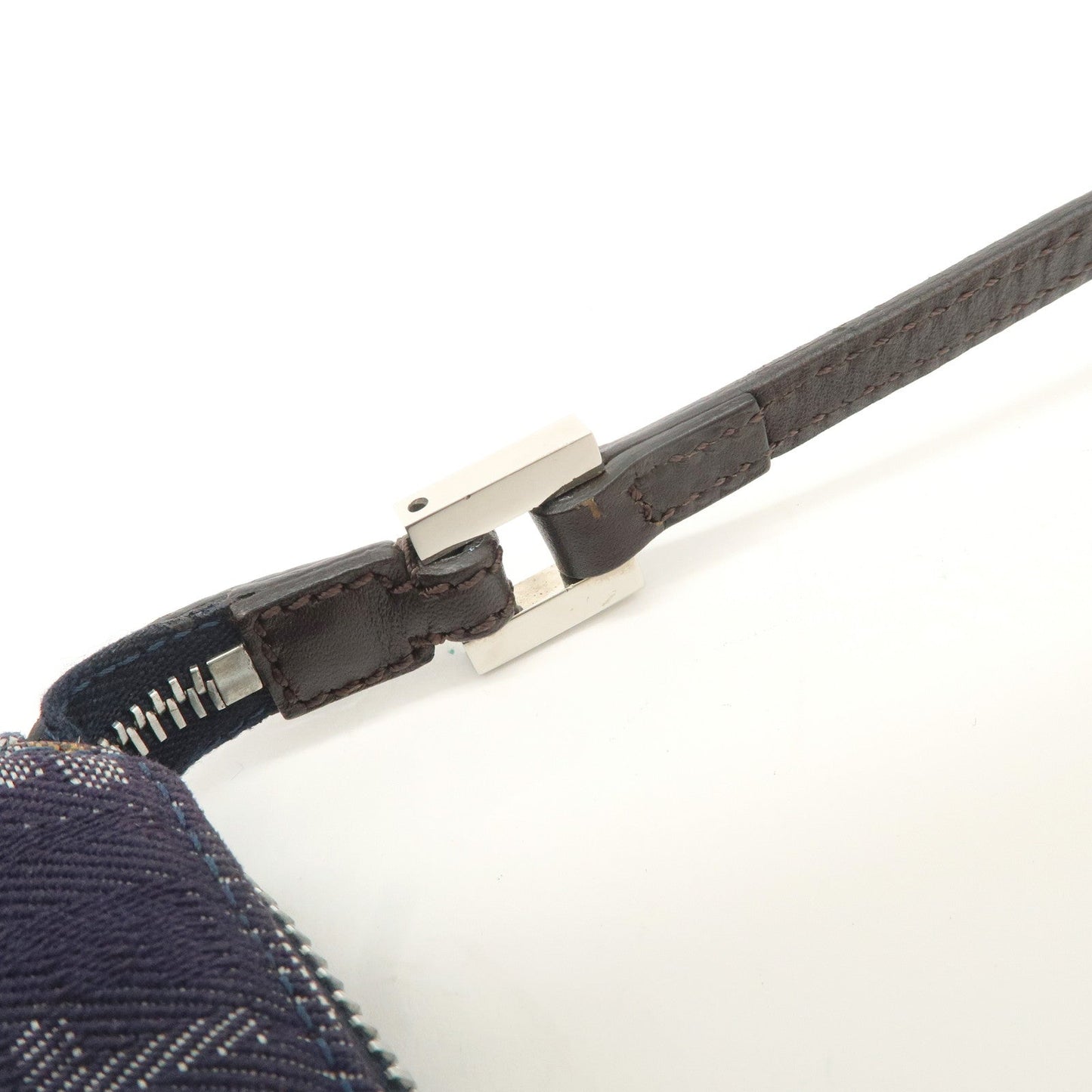 FENDI Zucchino Canvas Leather Shoulder Bag Pouch Navy 8BR249  d