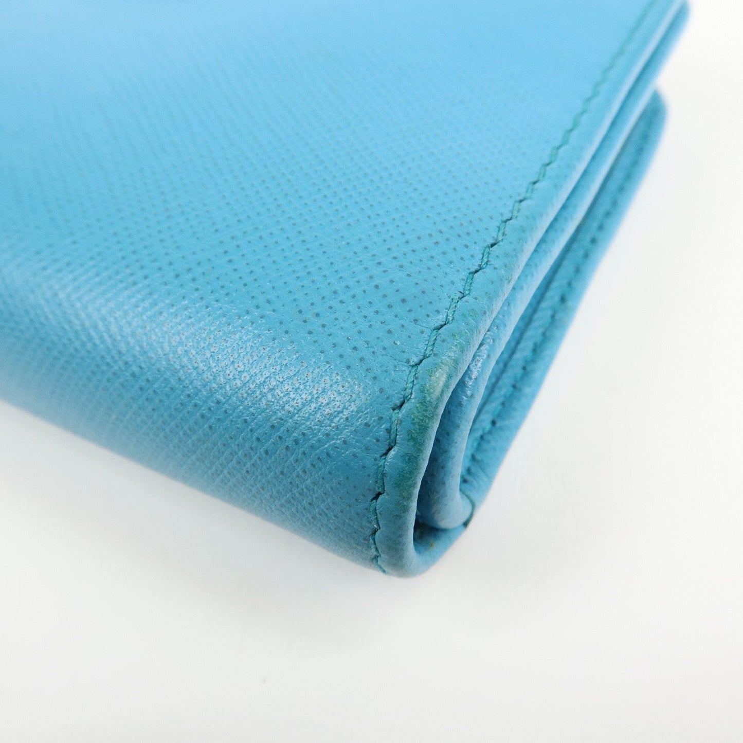 PRADA Logo Leather Bi-Fold Wallet Purse Light Blue 1ML225  d