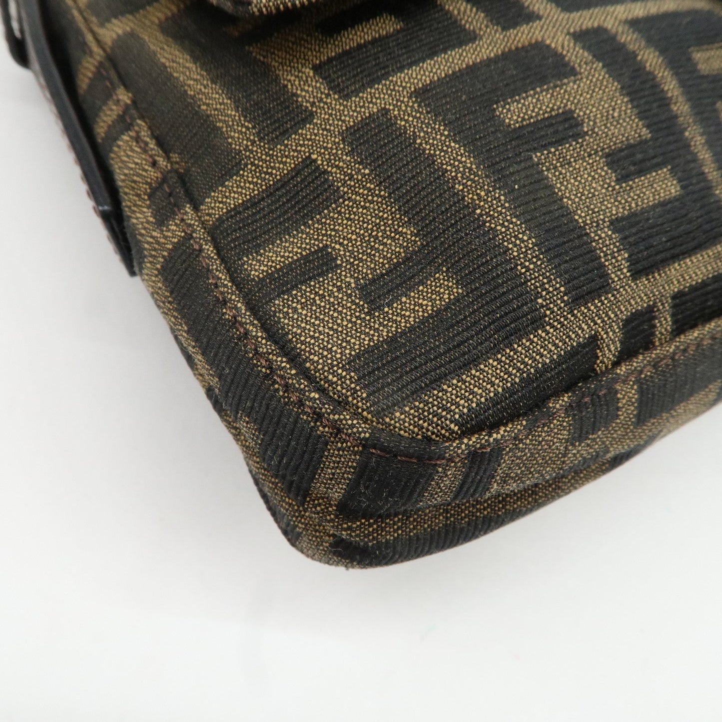 FENDI Mamma Baguette Zucca Canvas Leather Shoulder Bag 26424  d