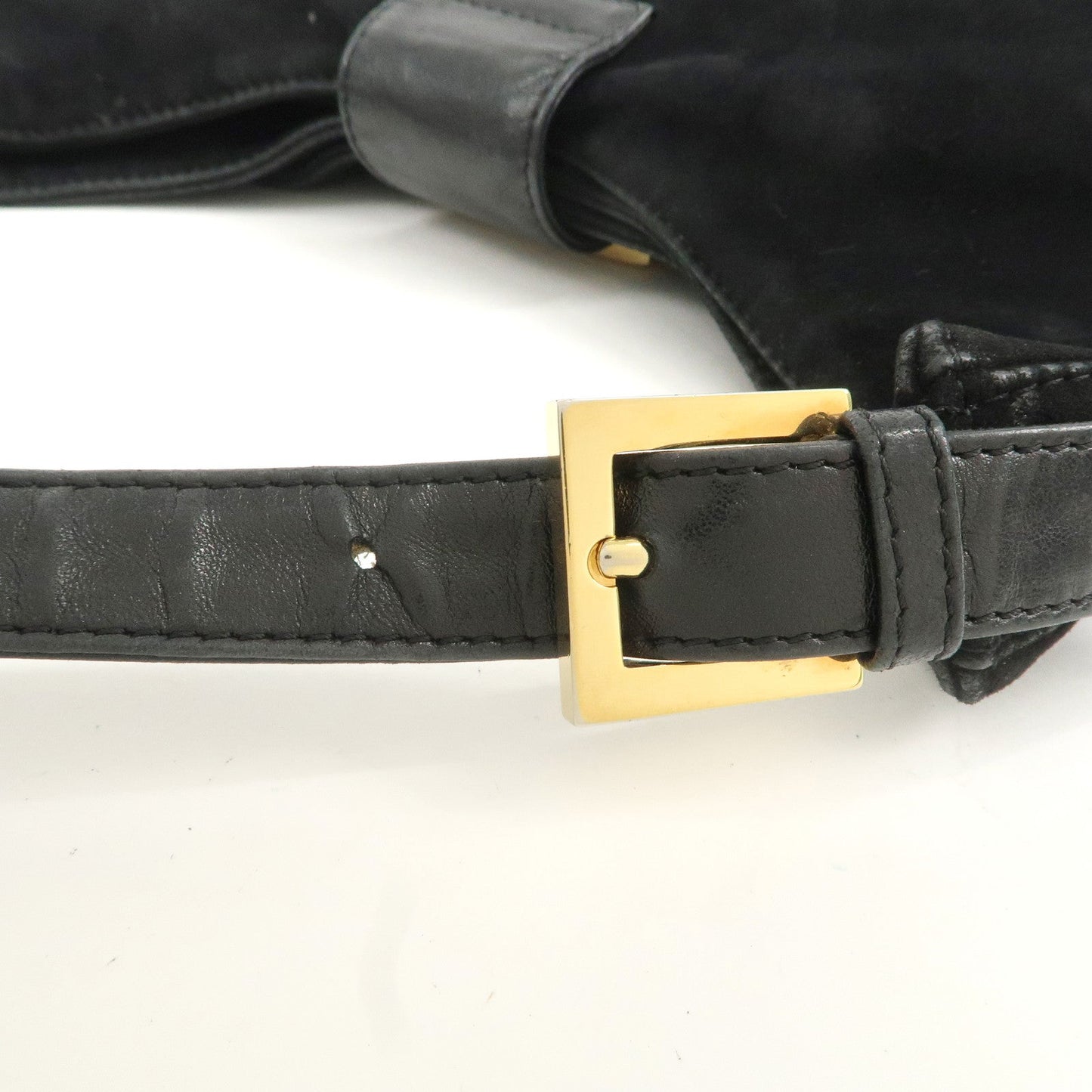FENDI Suede Leather Shoulder Bag Black 26569  d