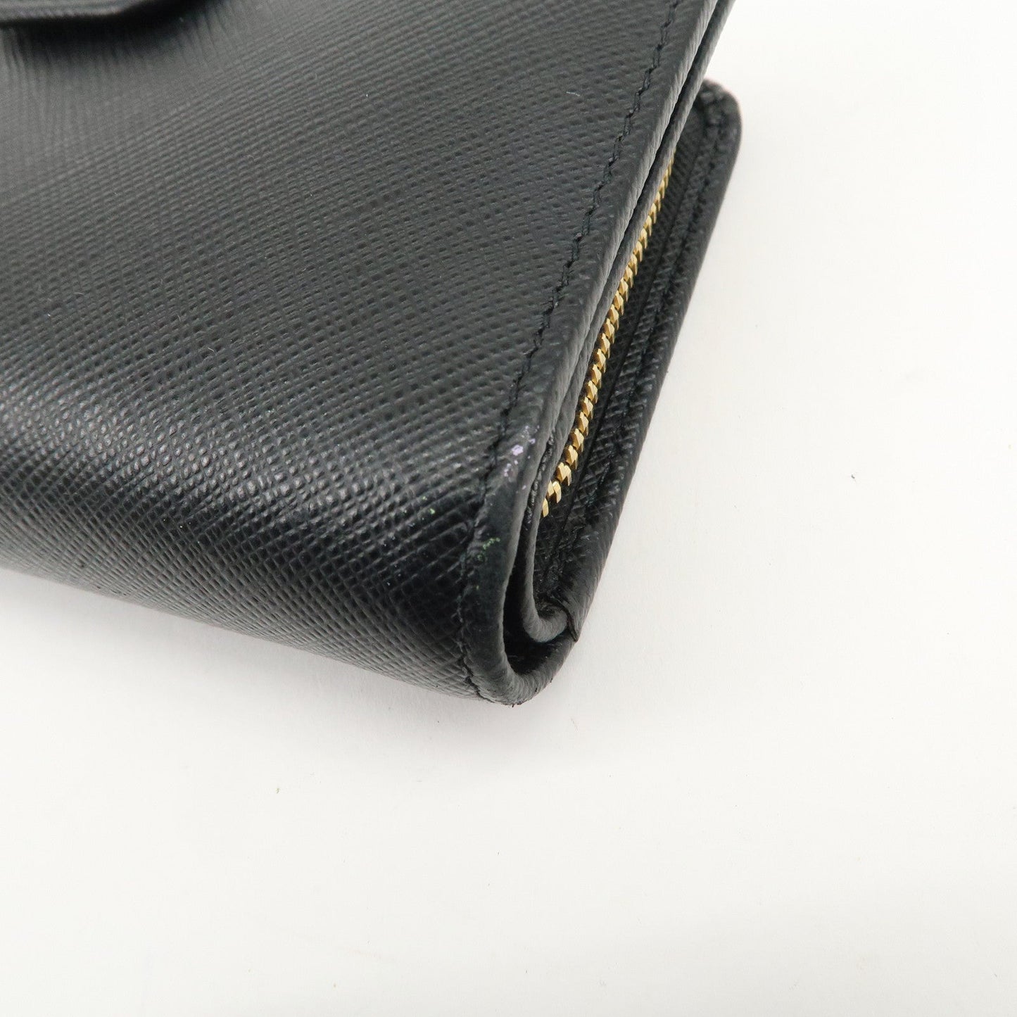PRADA Saffiano Leather Bi-Fold Wallet Purse Black 1ML225  d