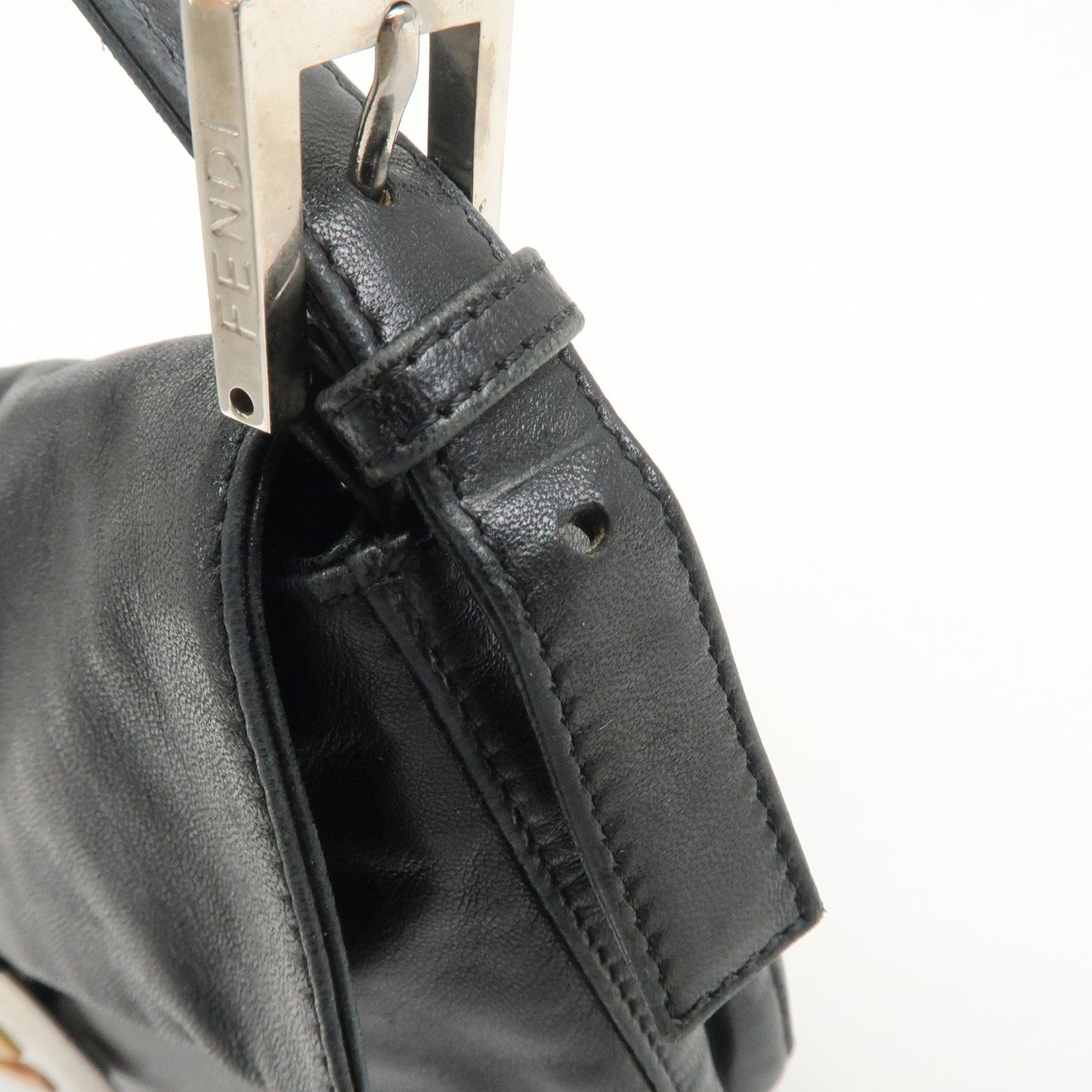 FENDI  Mamma Baguette Leather Shoulder Bag Hand Bag Black 26424  d