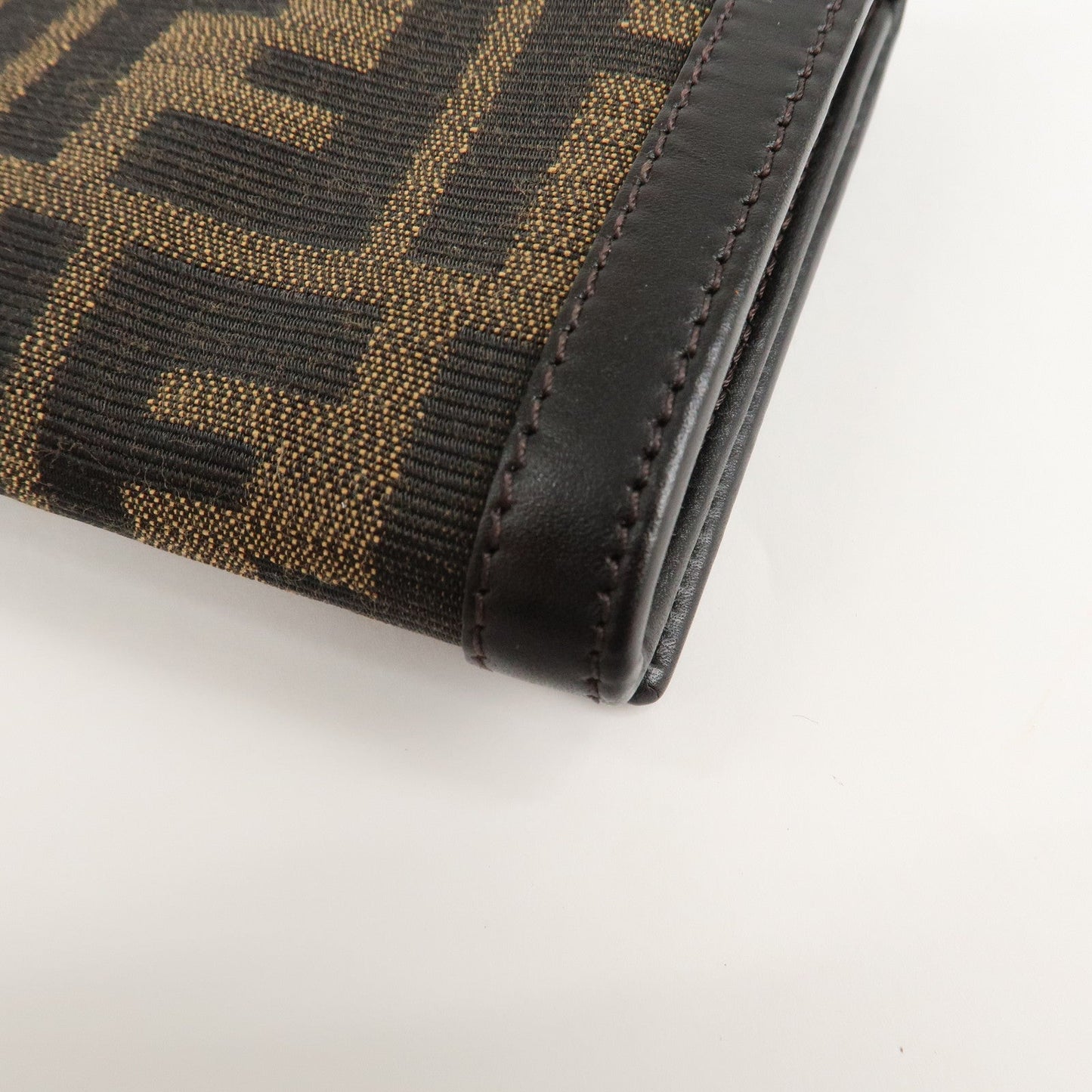 FENDI Zucca Canvas Leather Long Wallet Brown 8M0000  d