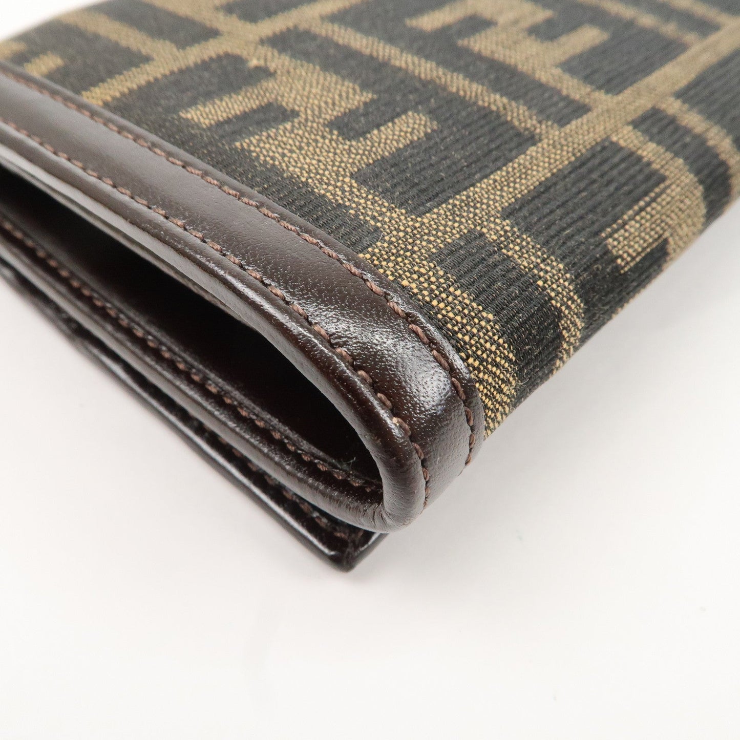 FENDI Zucca Print Canvas Leather Long Wallet Brown 30851  d