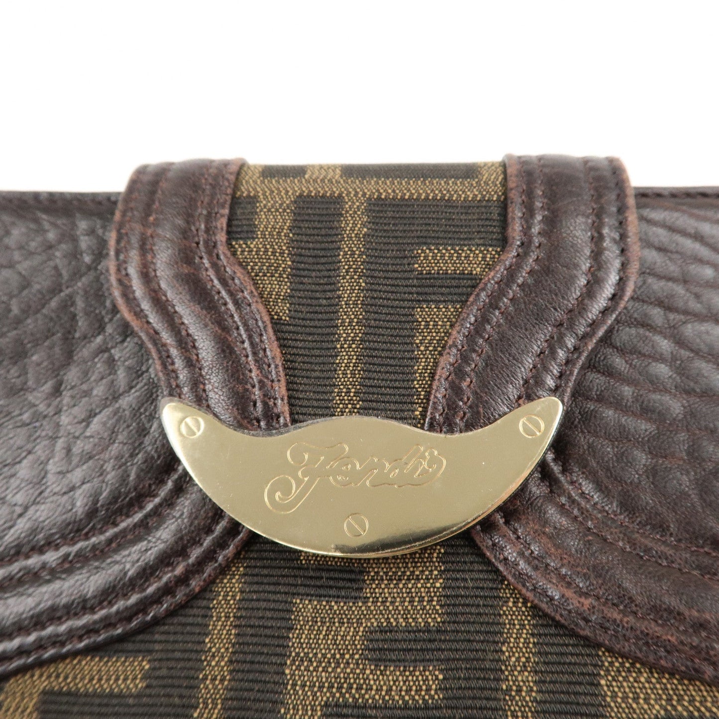 FENDI Zucca Canvas Leather W Hook Bifold Long Wallet 8N0032  d