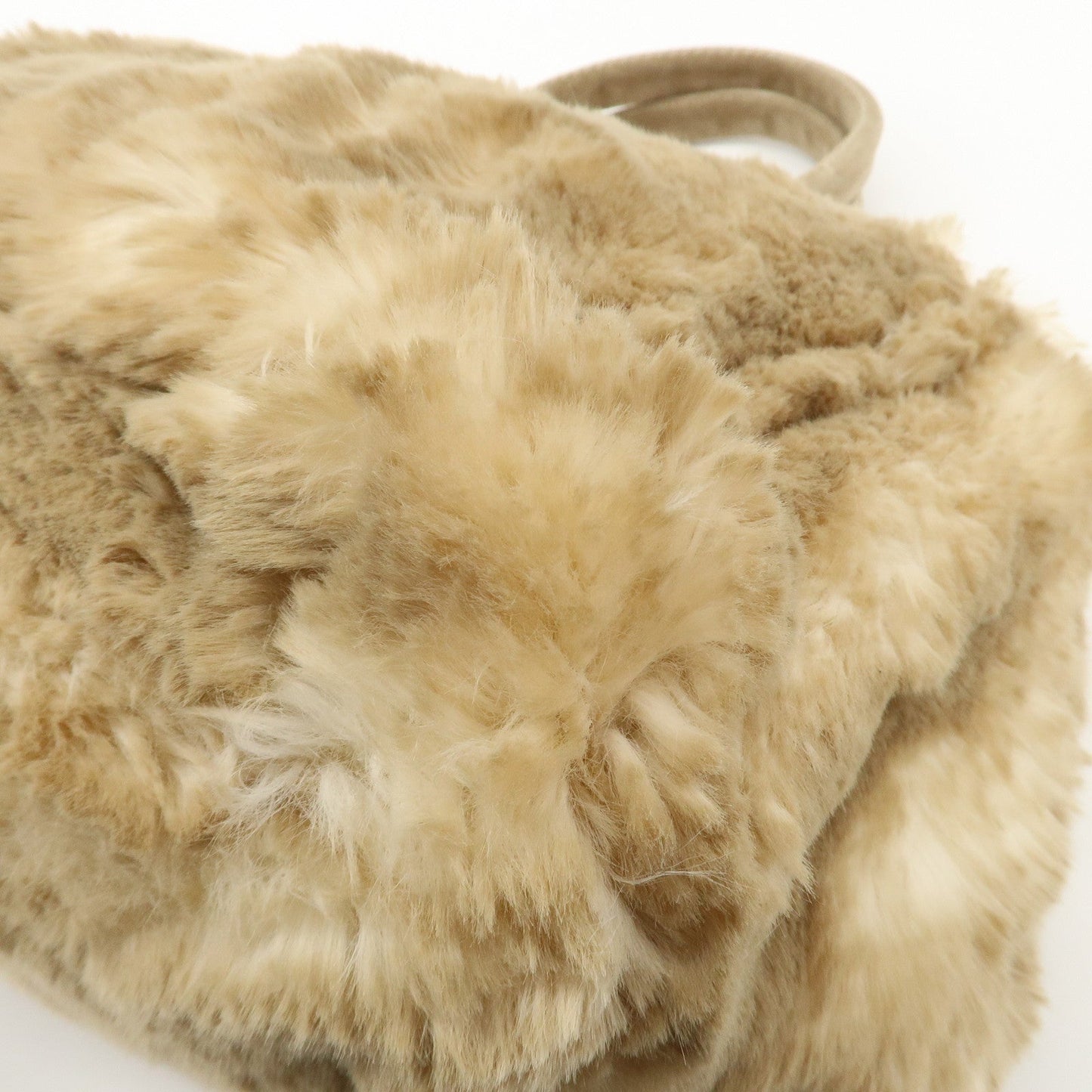 PRADA Eco Lapin Fur Suede Canapa Large Tote Bag Beige BN1918  d